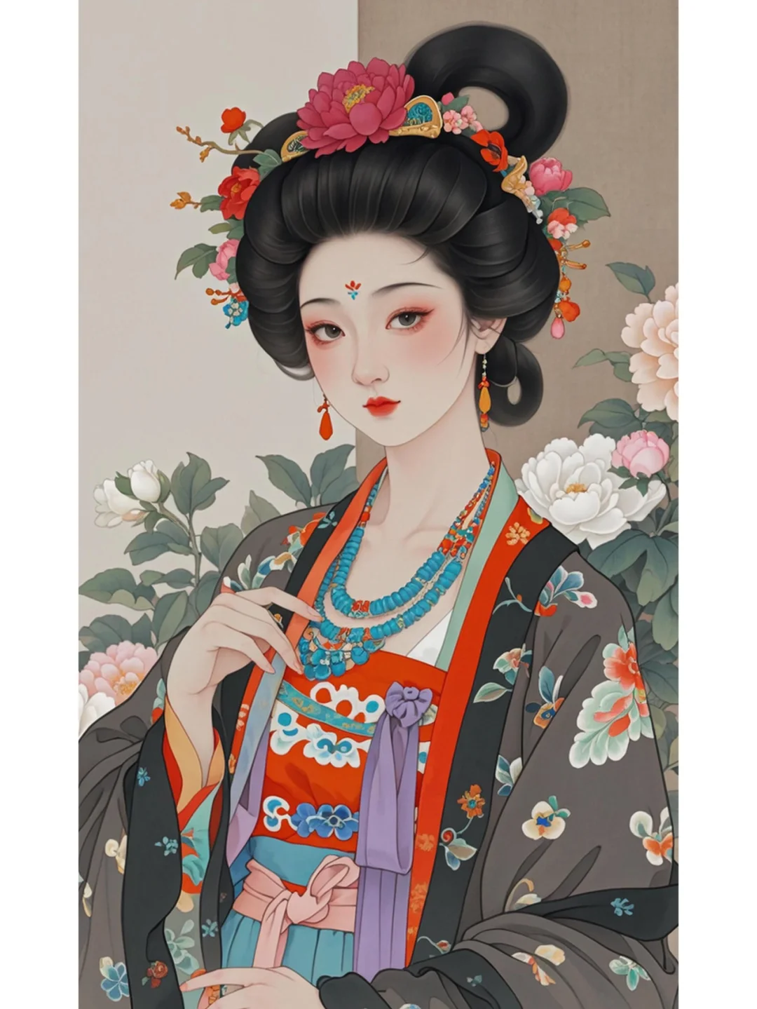 国色牡丹配唐风妆造！把大唐富贵穿在身上：
