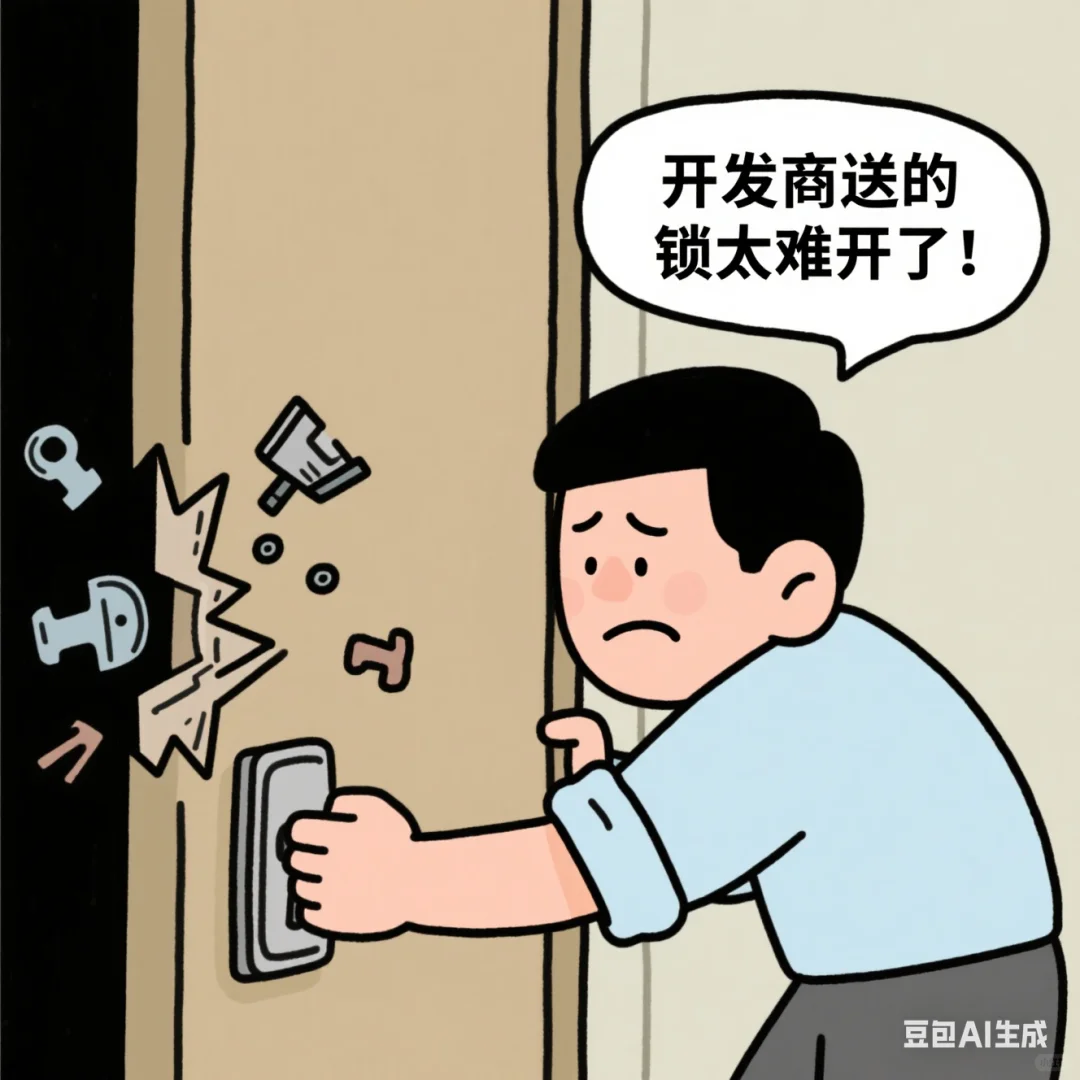 家人们谁懂啊！开发商送的门锁是来整蛊的吧
