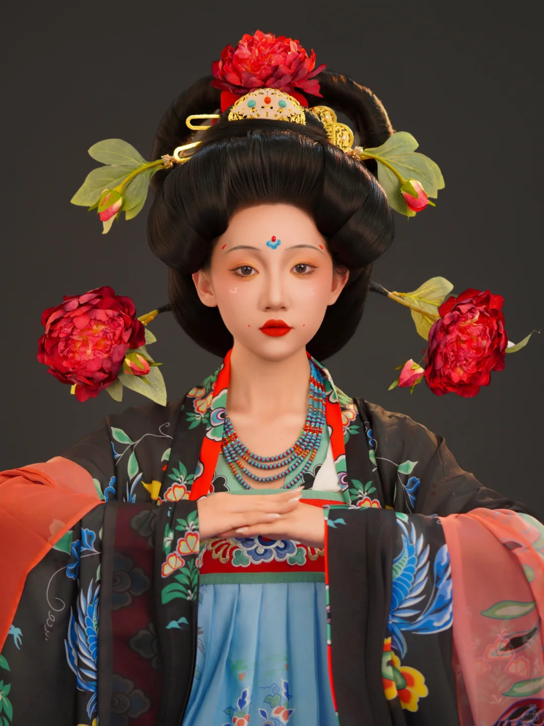 国色牡丹配唐风妆造！把大唐富贵穿在身上：