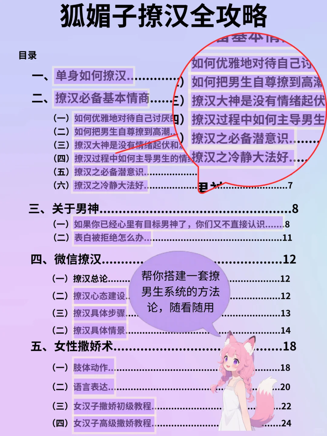 狐媚子必看，撩汉秘籍全套资料曝光！