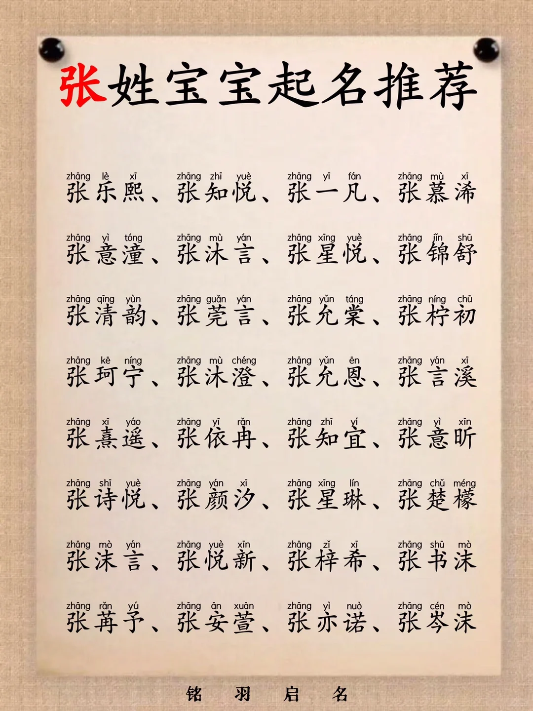 张姓取名/大气唯美，让人小鹿乱撞的女孩名