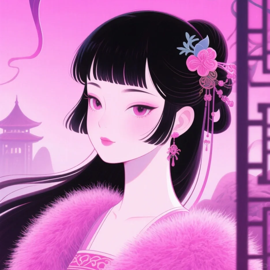 粉色的女生头像，好美～
