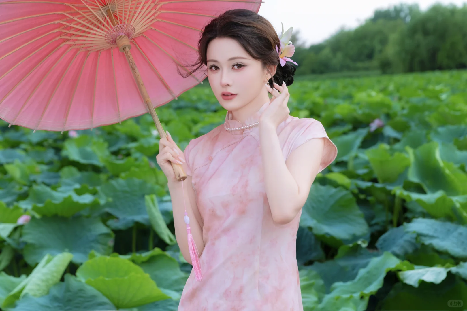 学会这几个动作❗旗袍荷花写真保准出片～