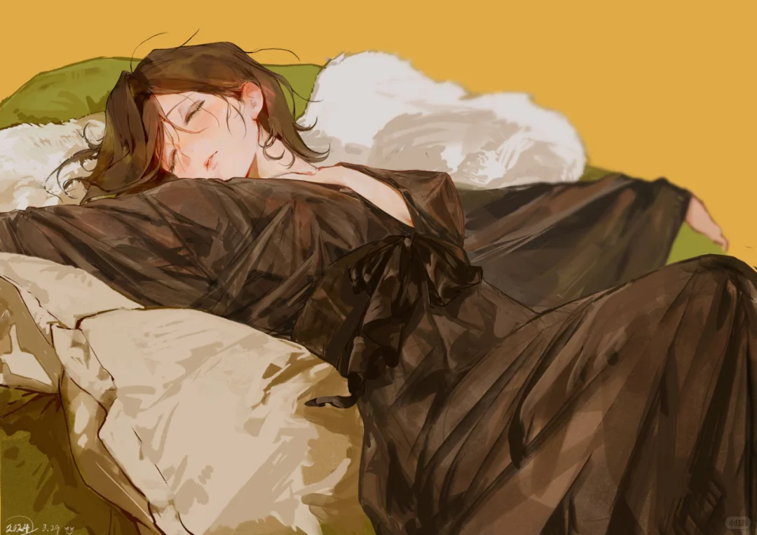 画师moaomao_mo，慵懒又唯美的少女