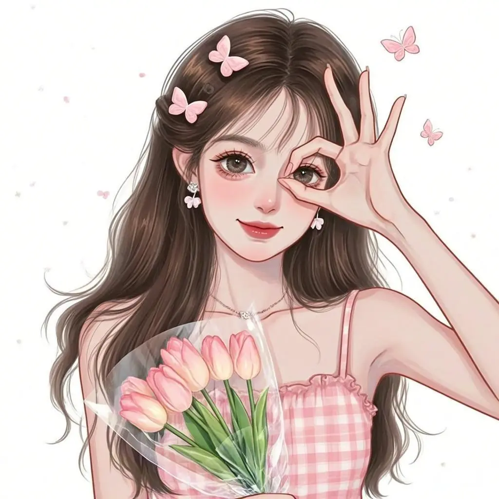 温柔女生捧花头像