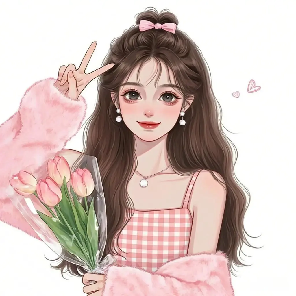 温柔女生捧花头像