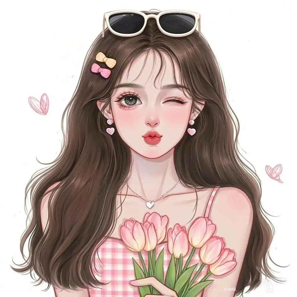 温柔女生捧花头像