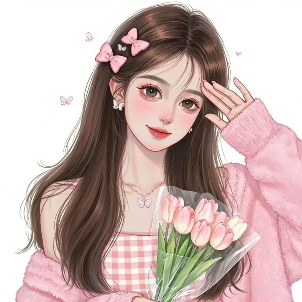 温柔女生捧花头像