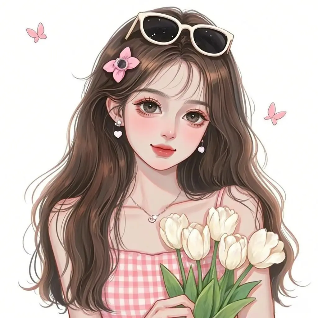 温柔女生捧花头像