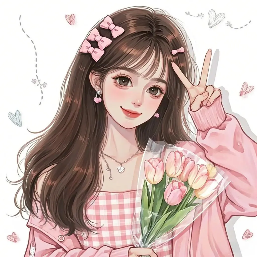 温柔女生捧花头像