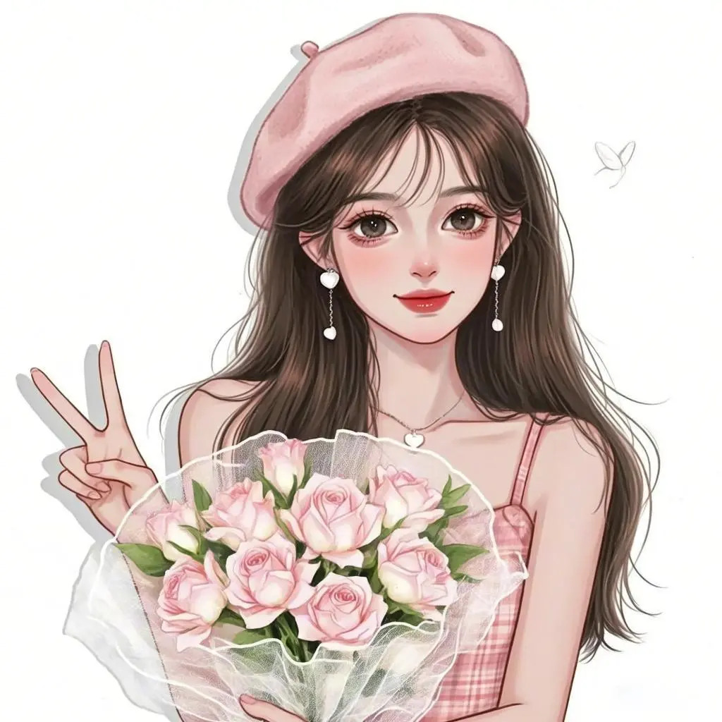 温柔女生捧花头像