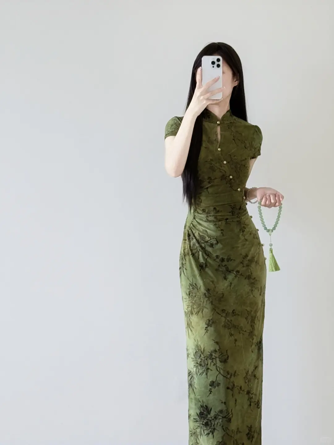 雅致且妩媚📿复古气质夏日绿旗袍