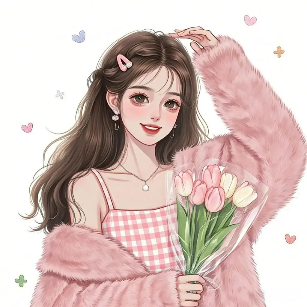 温柔女生捧花头像