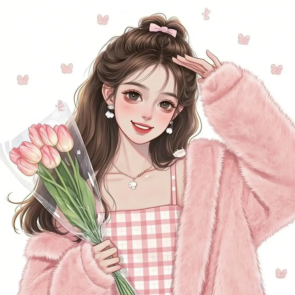 温柔女生捧花头像