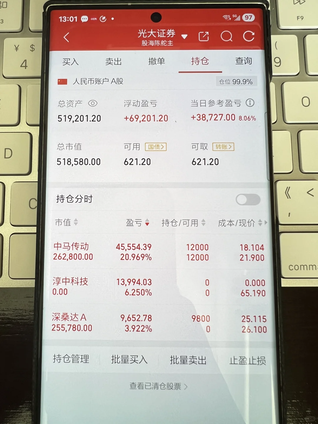 （午盘）45W起步，目前52W，目标500W，第二天
