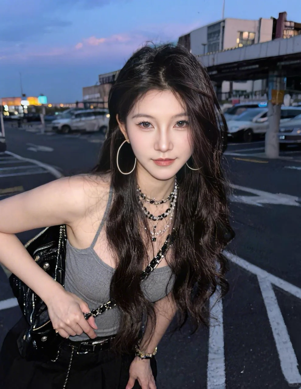 夜色中摇曳的长发太美了～