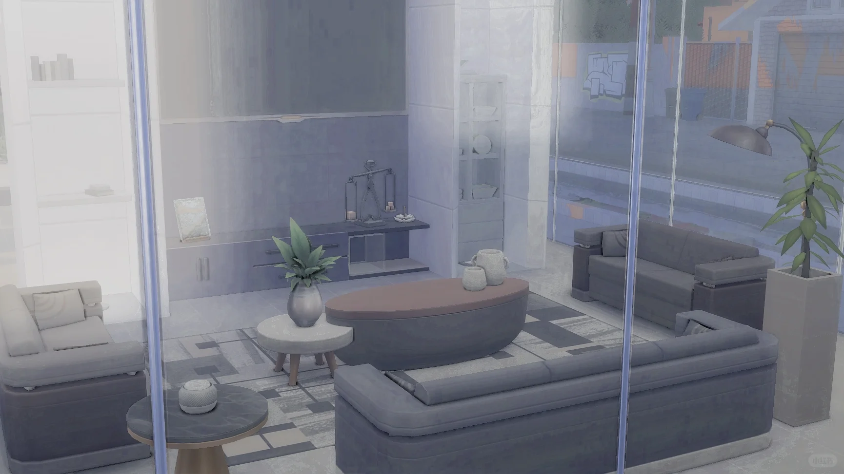 Sims4 NOCC建房：现代风玻璃住宅