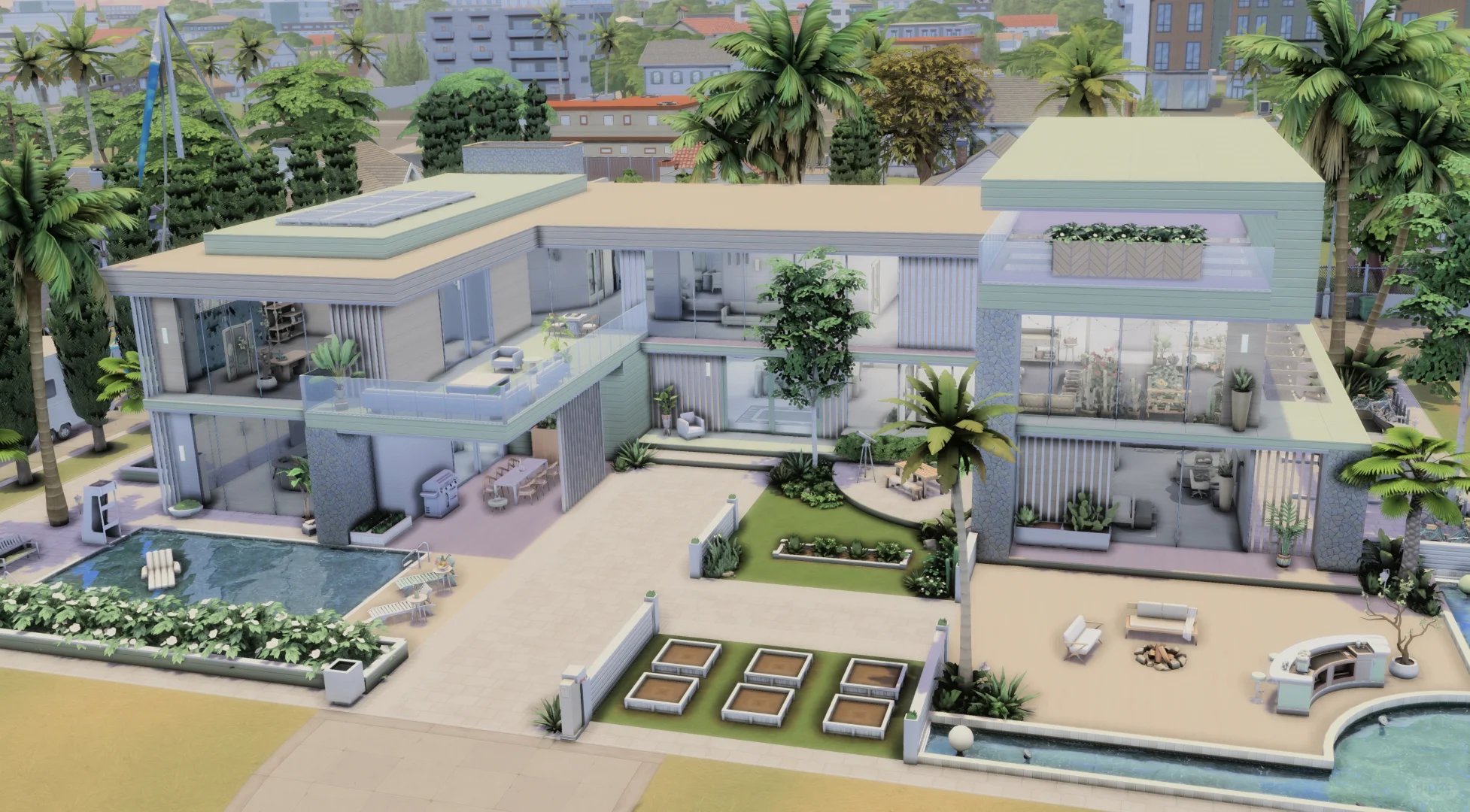 Sims4 NOCC建房：现代风玻璃住宅