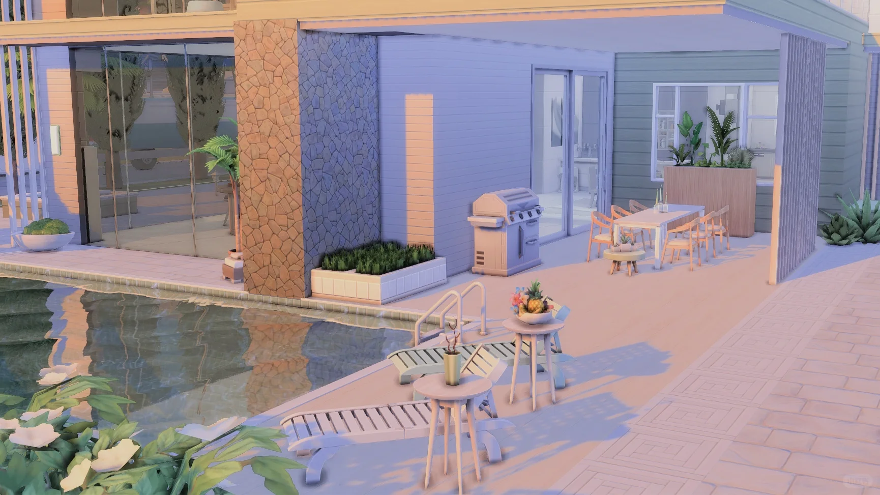 Sims4 NOCC建房：现代风玻璃住宅