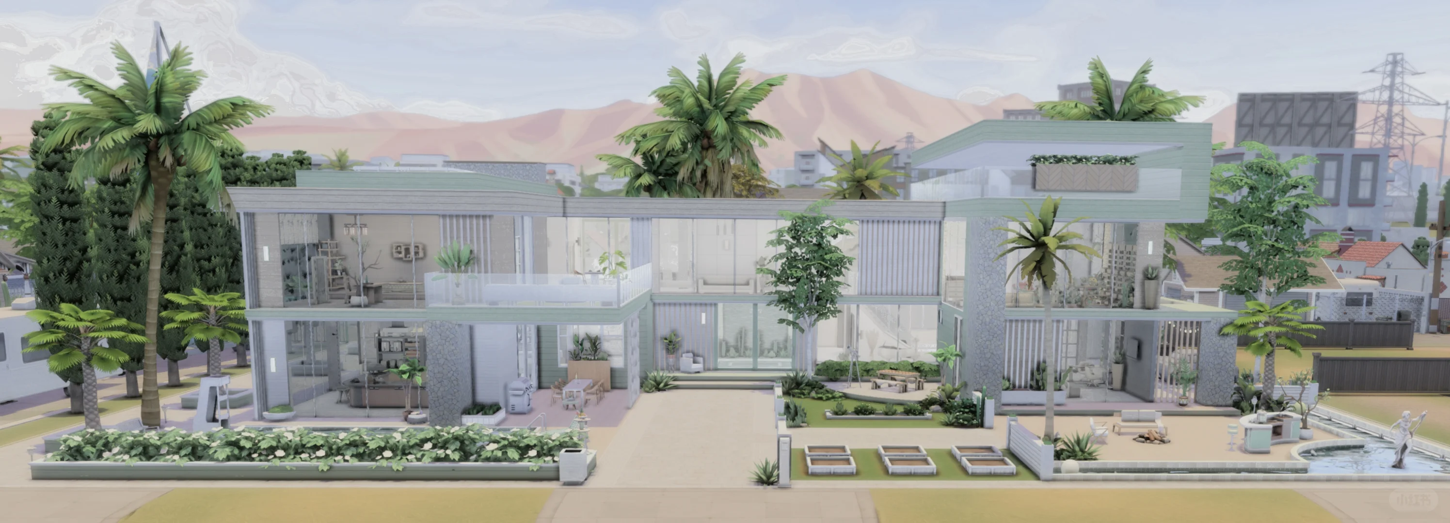Sims4 NOCC建房：现代风玻璃住宅