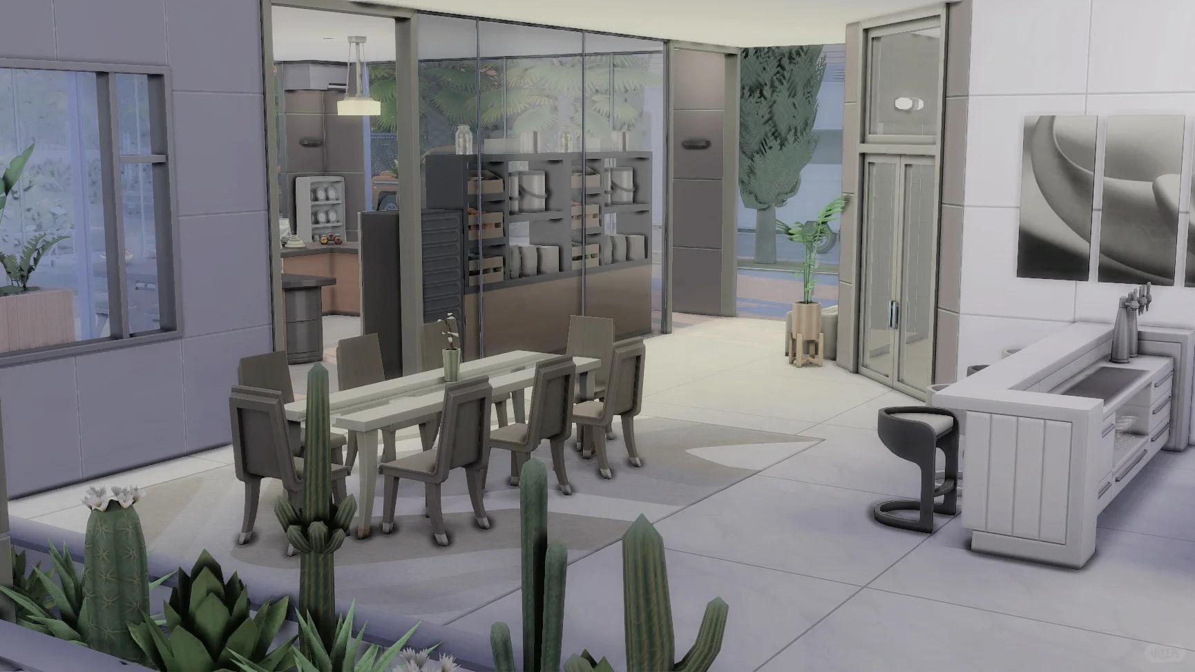 Sims4 NOCC建房：现代风玻璃住宅