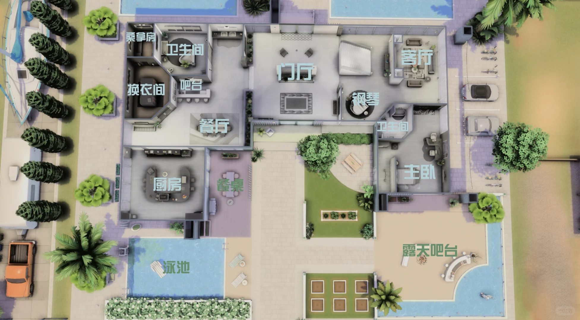 Sims4 NOCC建房：现代风玻璃住宅