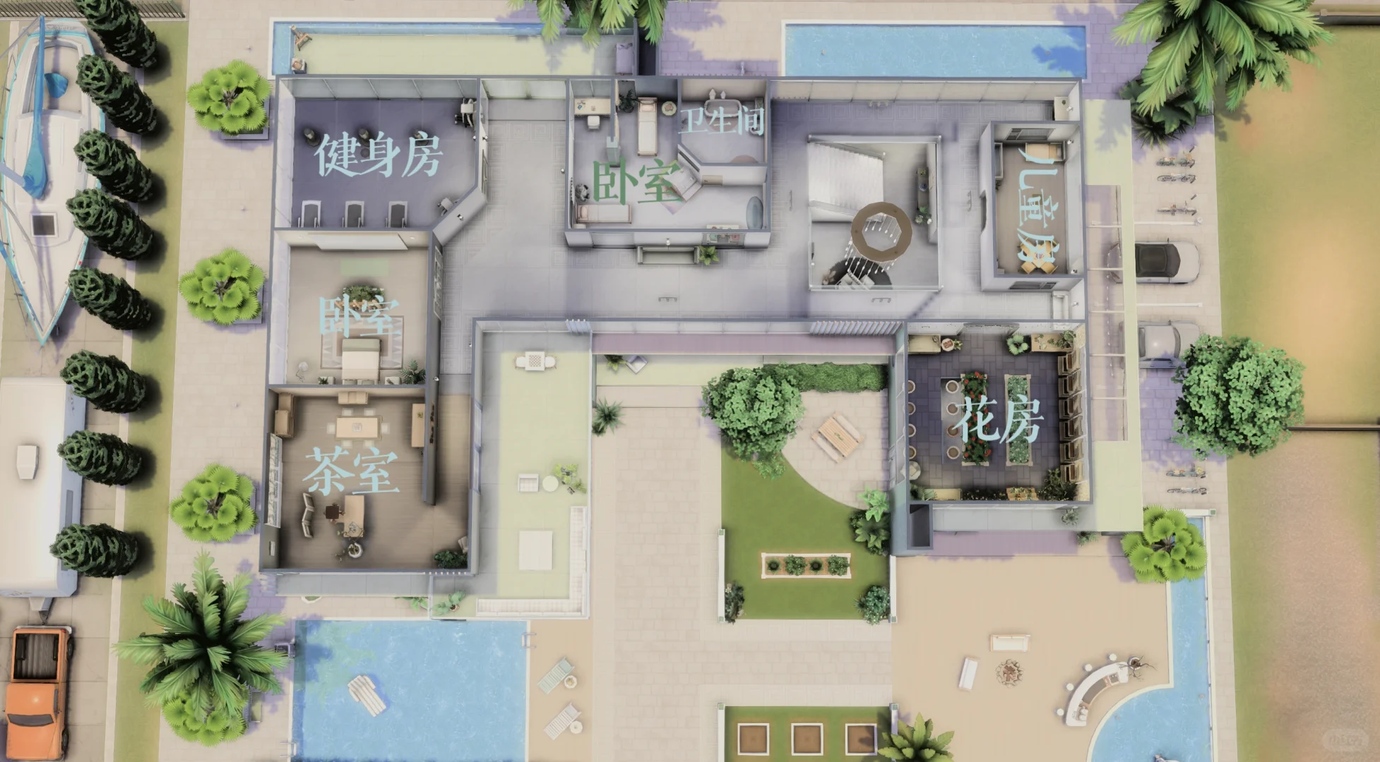 Sims4 NOCC建房：现代风玻璃住宅