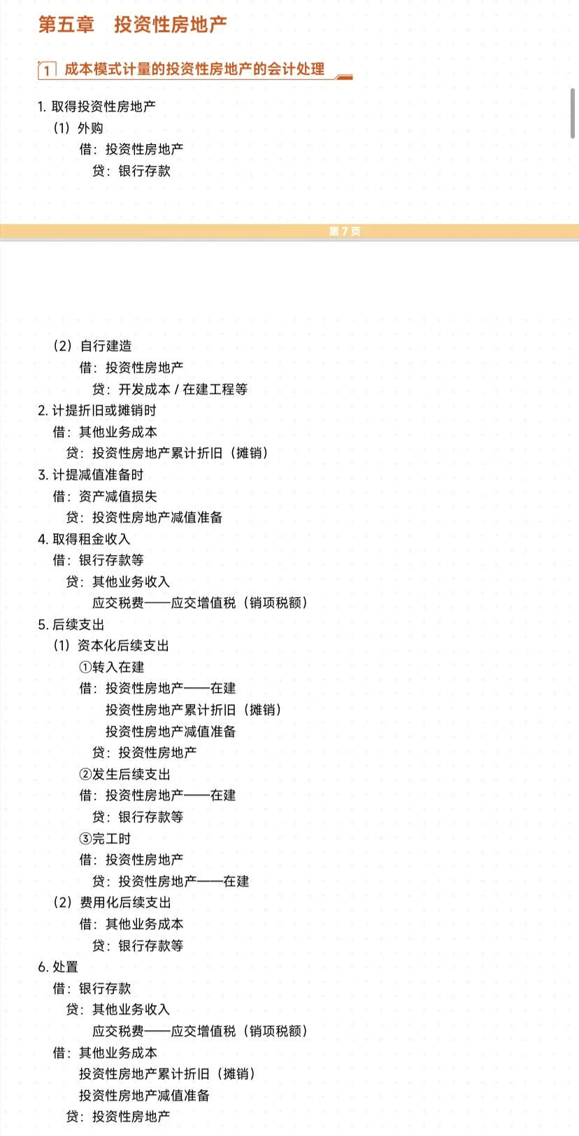 cpa考试会计分录汇总—投资性房地产账务处理