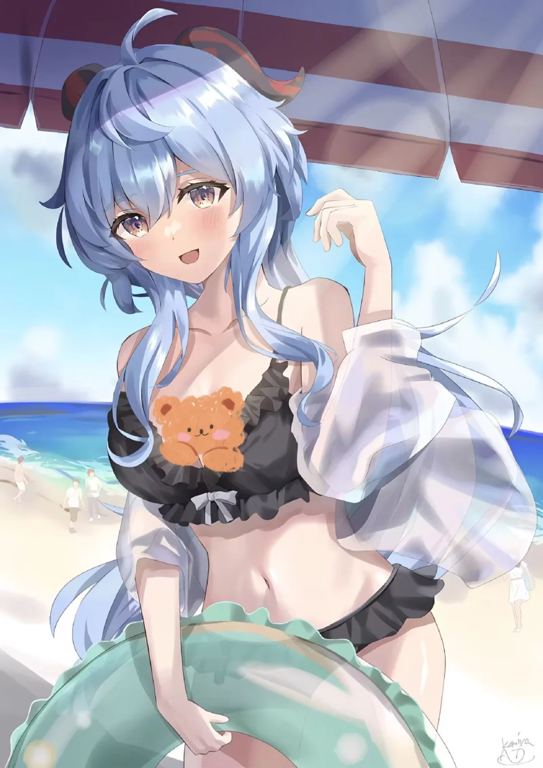 夏日、沙滩、焰火、美少女丨椰羊甘雨！