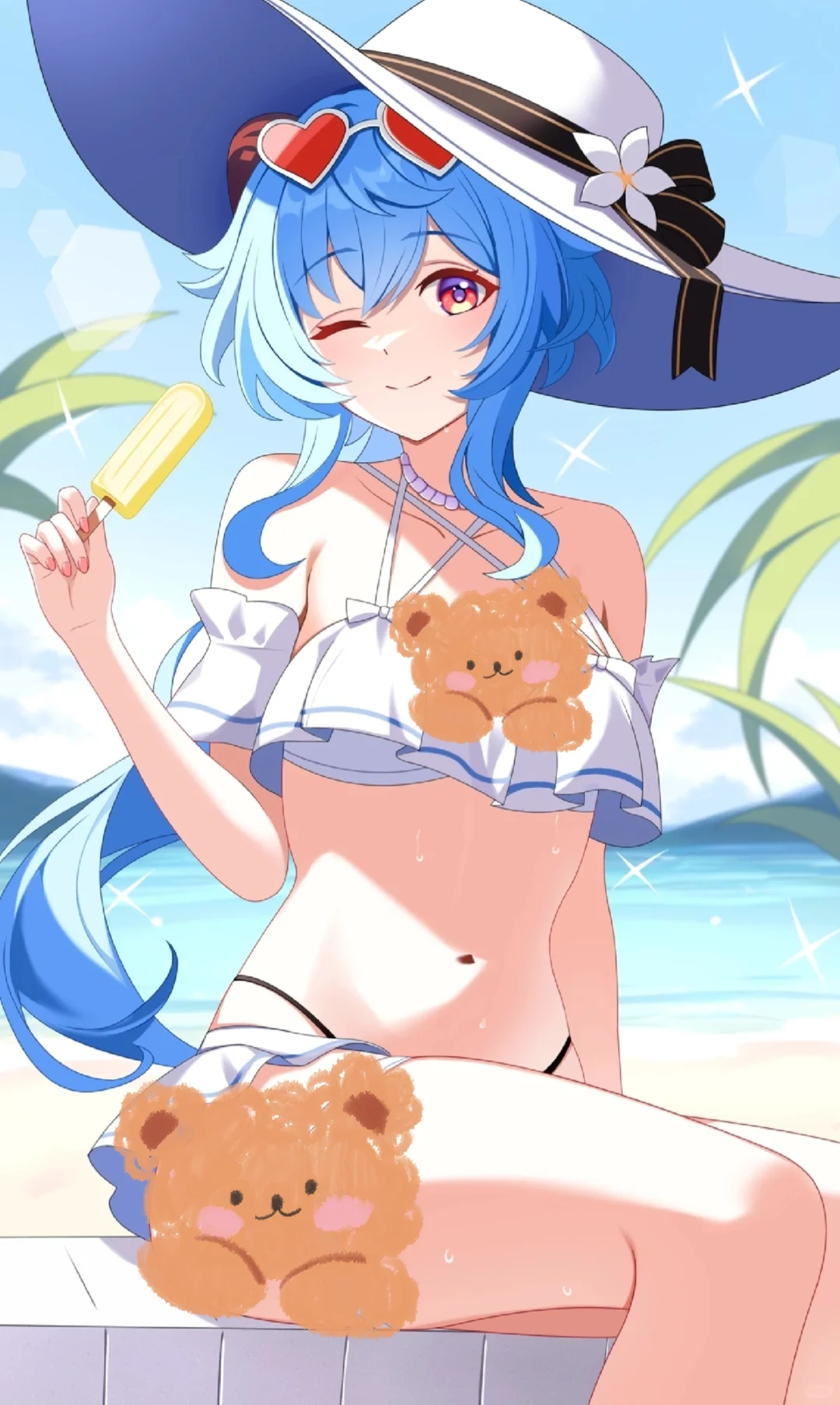 夏日、沙滩、焰火、美少女丨椰羊甘雨！