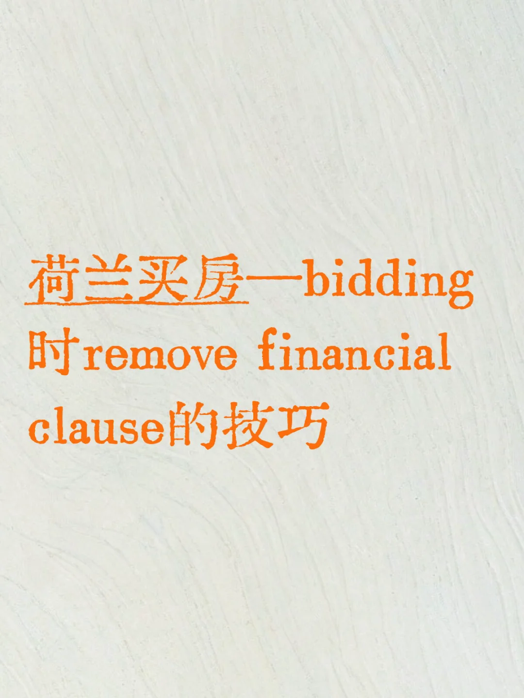 荷兰买房bidding技巧