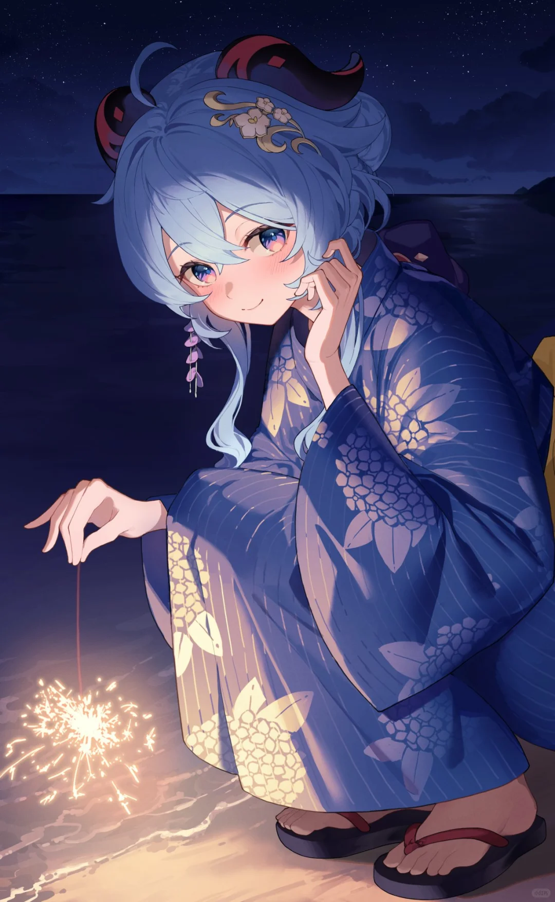 夏日、沙滩、焰火、美少女丨椰羊甘雨！