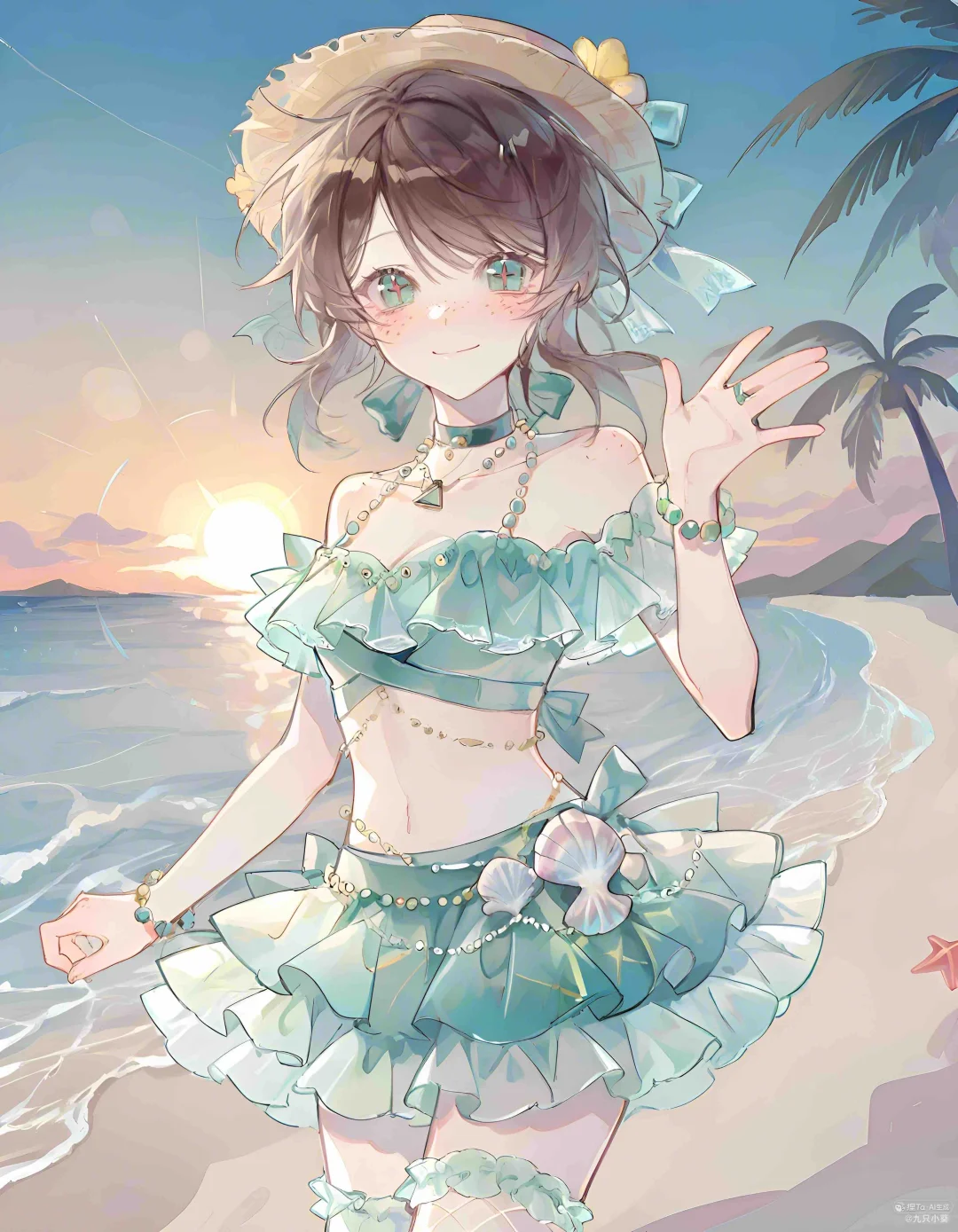 她在海边，我在看她。🌊