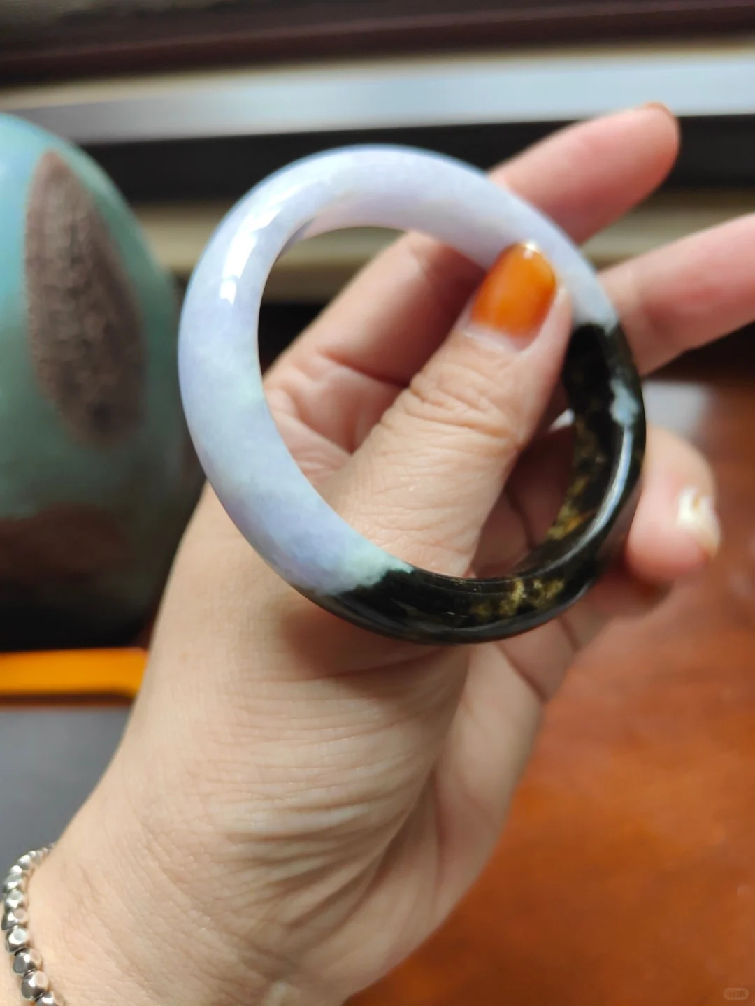 天然翡翠A货细糯种妖艳紫罗兰带皮春彩