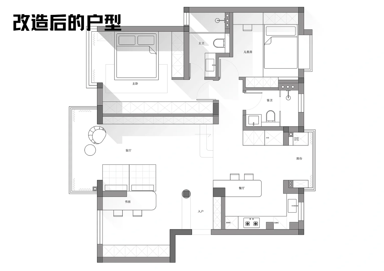 我家的户型图来咯！显大！方正！明亮！