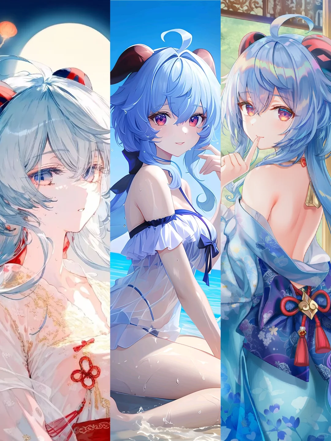 夏日、沙滩、焰火、美少女丨椰羊甘雨！
