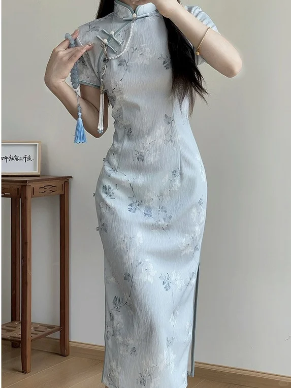 🌸烟雨染青花｜民国少女提花旗袍
