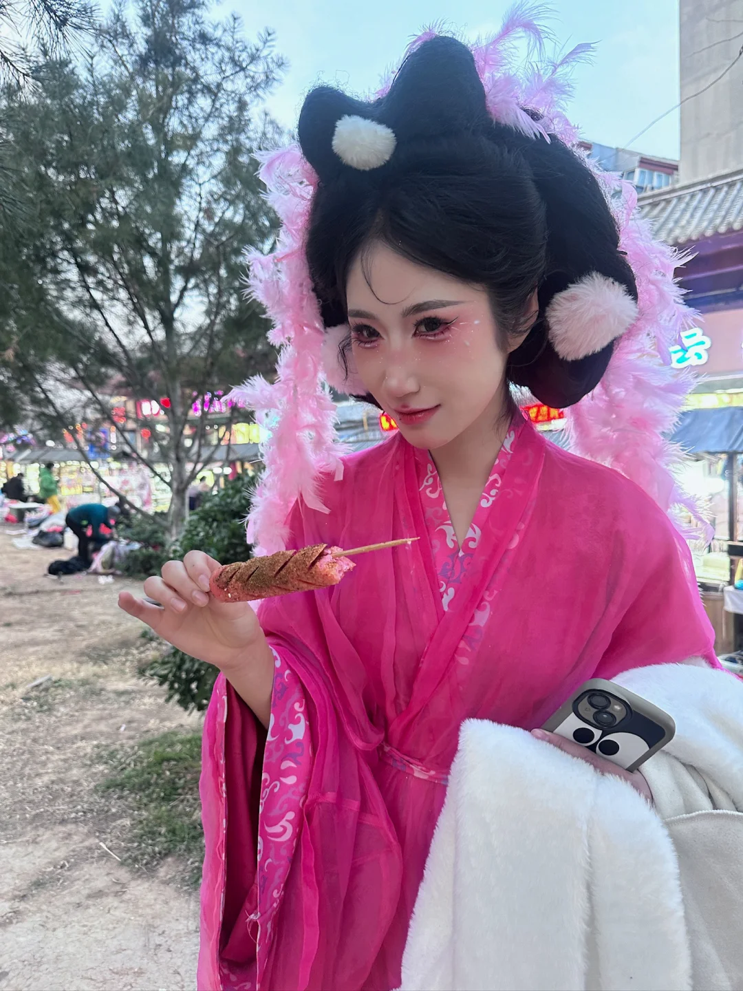粉红色的妲己妆造真的很妖艳
