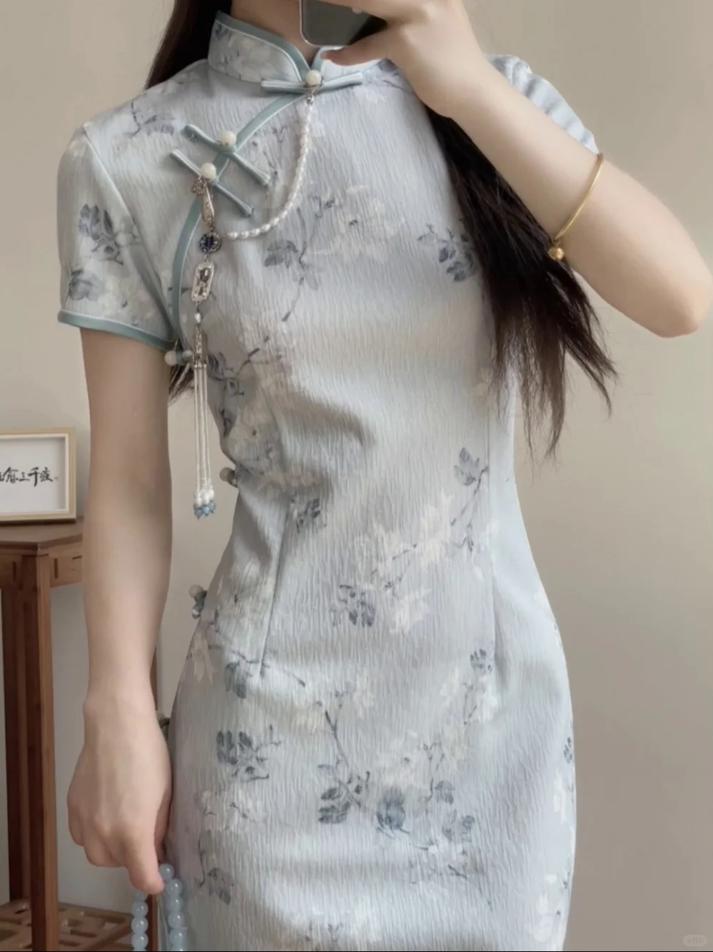 🌸烟雨染青花｜民国少女提花旗袍