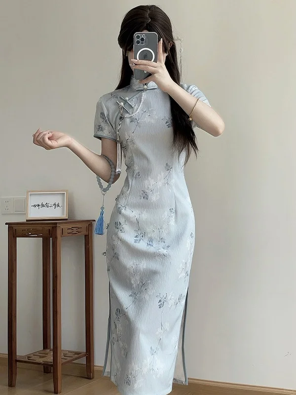 🌸烟雨染青花｜民国少女提花旗袍