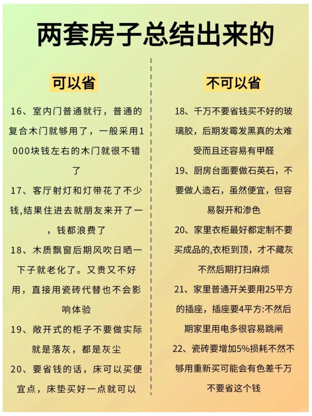 过来人两套房总结出来的经验！！