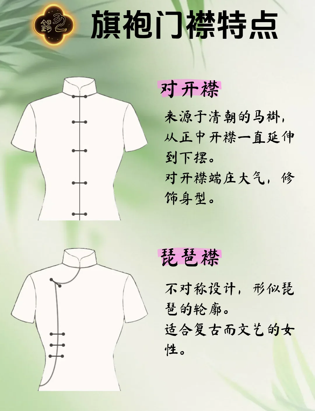 旗袍干货|1分钟带你了解常见的旗袍门襟