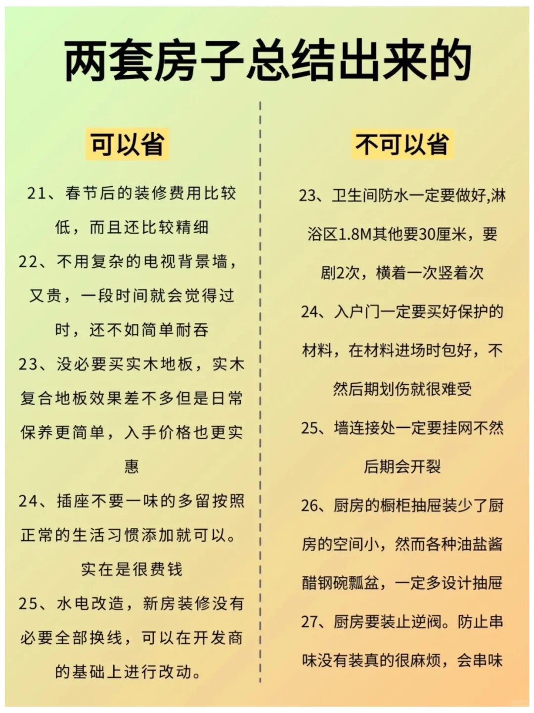 过来人两套房总结出来的经验！！