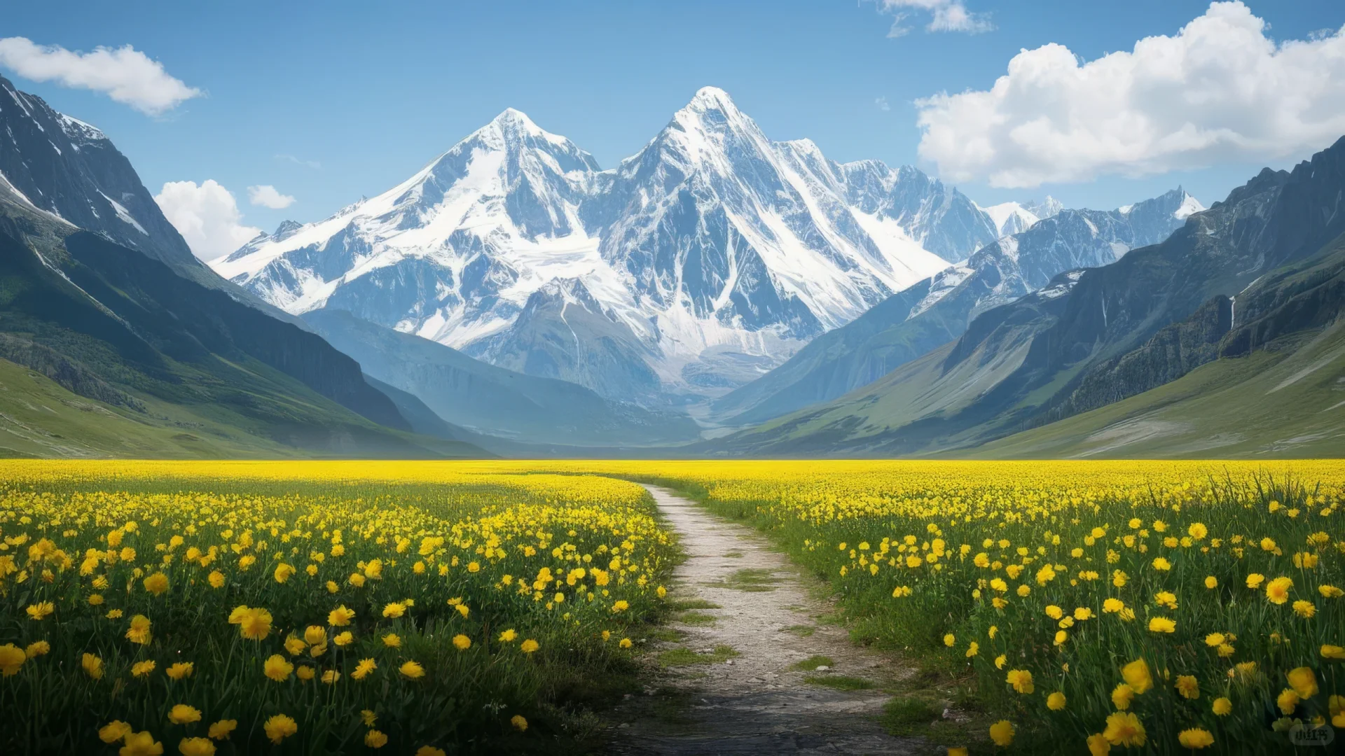 电脑壁纸，雪山与草地，治愈与浪漫⛰🌼
