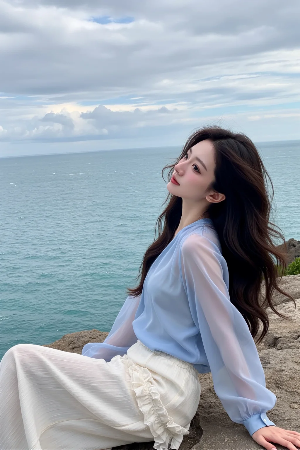 夏天的美好，就是裙摆随海风飘起
