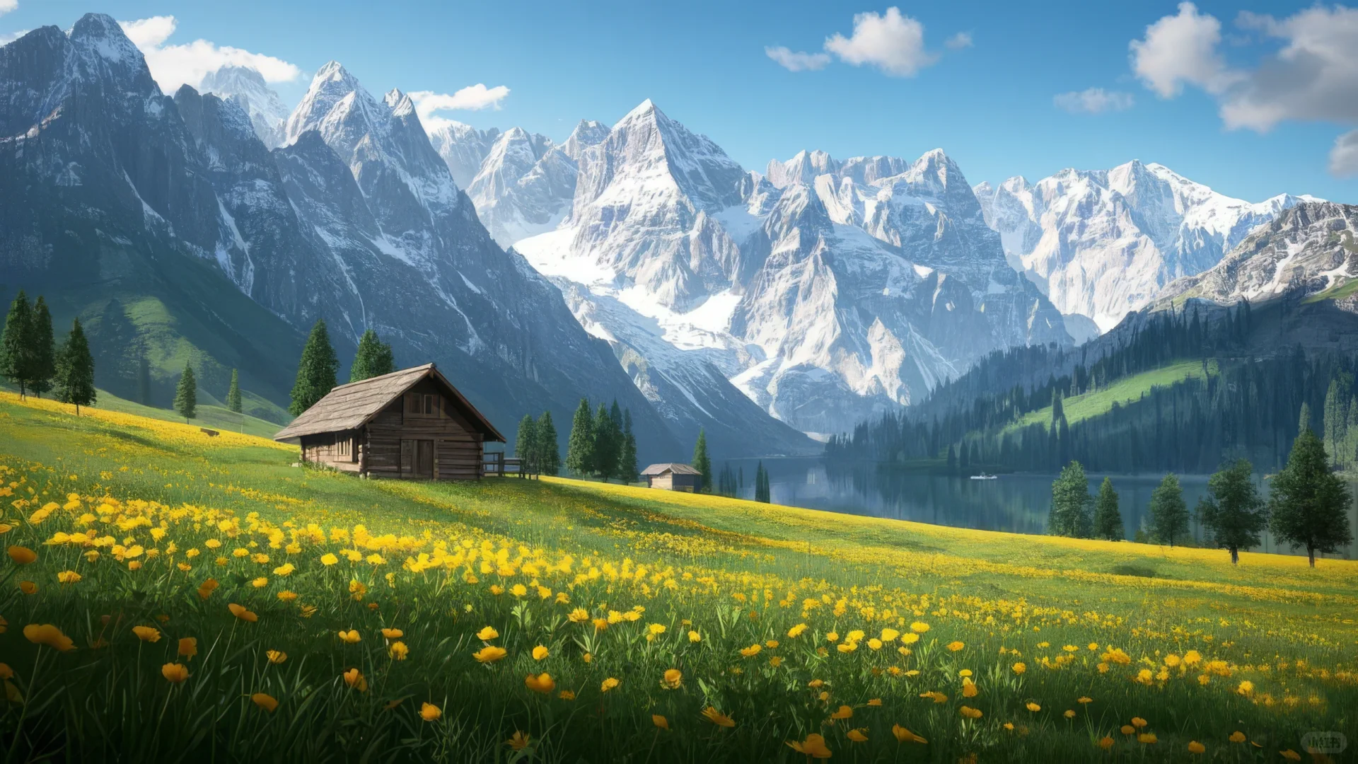 电脑壁纸，雪山与草地，治愈与浪漫⛰🌼