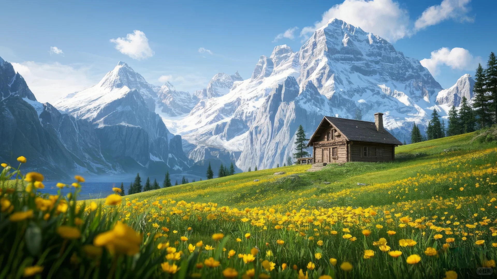 电脑壁纸，雪山与草地，治愈与浪漫⛰🌼