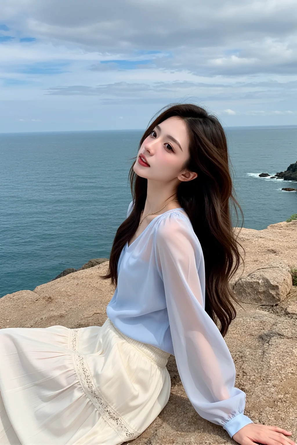 夏天的美好，就是裙摆随海风飘起