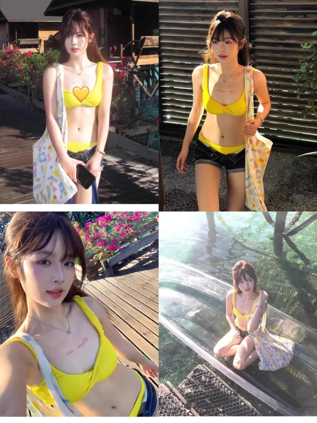 💛黄色比基尼｜显白到发光！甜辣少女的沙滩🌊