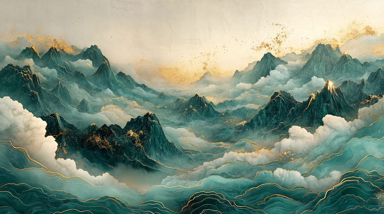 绿色山峦云海电脑壁纸